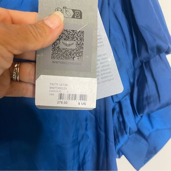 $278 Zadig & Voltaire Taste Bubble Sleeve Satin Top NWT FLAWED - Picture 9 of 12